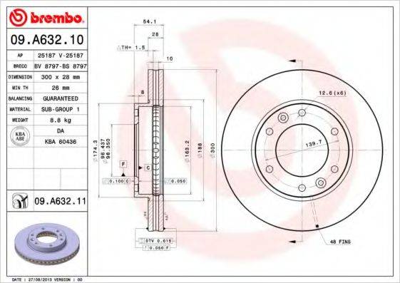 гальмівний диск BREMBO 09.A632.11