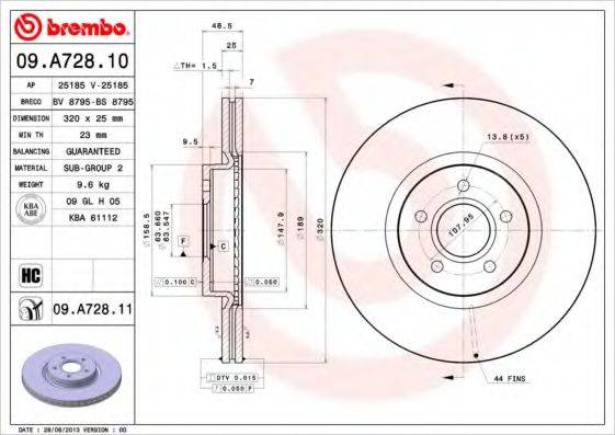 гальмівний диск BREMBO 09.A728.11