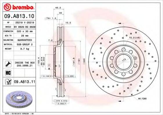 гальмівний диск BREMBO 09.A813.11