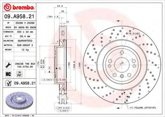 гальмівний диск BREMBO 09.A958.21