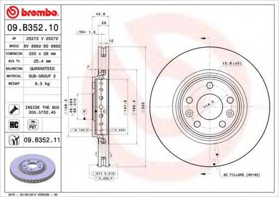 гальмівний диск BREMBO 09.B352.11