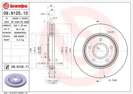 гальмівний диск BREMBO 09.N125.11