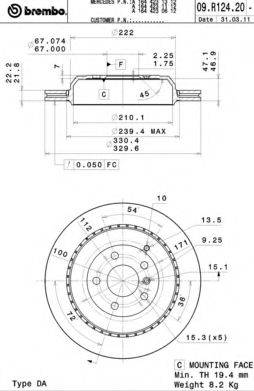 гальмівний диск BREMBO 09.R124.21