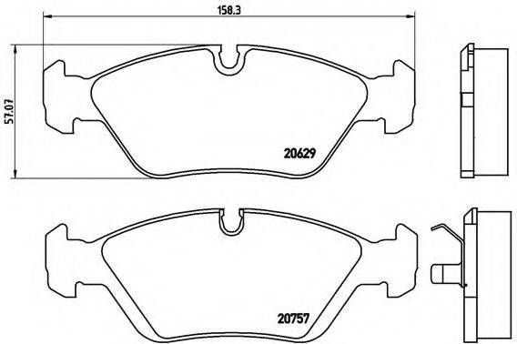 Комплект гальмівних колодок, дискове гальмо BREMBO P 06 008