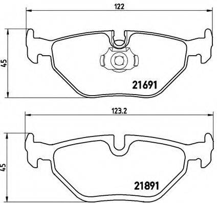 Комплект гальмівних колодок, дискове гальмо BREMBO P 06 023