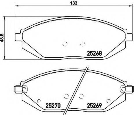 Комплект гальмівних колодок, дискове гальмо BREMBO P 10 054