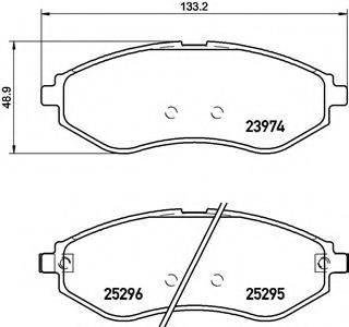 Комплект гальмівних колодок, дискове гальмо BREMBO P 10 057