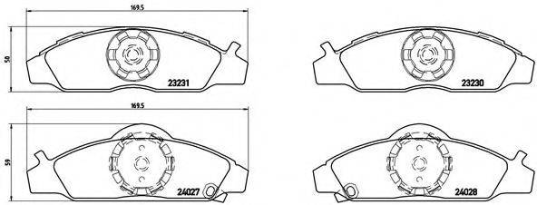 Комплект гальмівних колодок, дискове гальмо BREMBO P 15 008