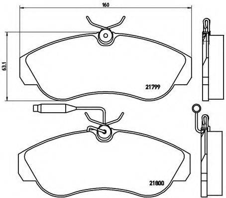 Комплект гальмівних колодок, дискове гальмо BREMBO P 23 069