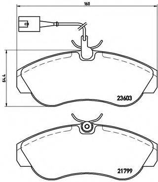 Комплект гальмівних колодок, дискове гальмо BREMBO P 23 084