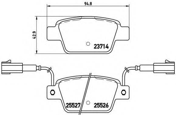 Комплект гальмівних колодок, дискове гальмо BREMBO P 23 135