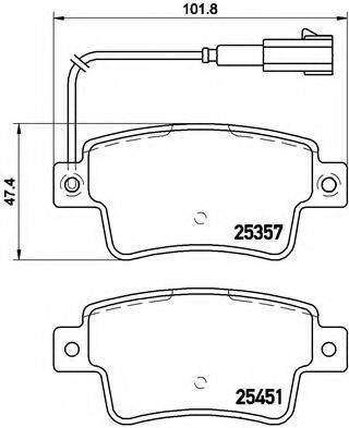 Комплект гальмівних колодок, дискове гальмо BREMBO P 23 142