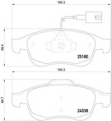 Комплект гальмівних колодок, дискове гальмо BREMBO P 23 148