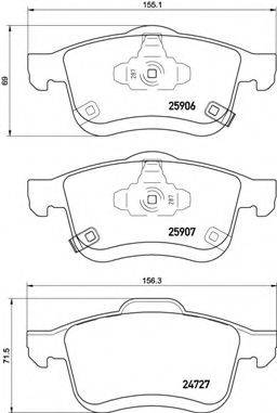 Комплект гальмівних колодок, дискове гальмо BREMBO P 23 156