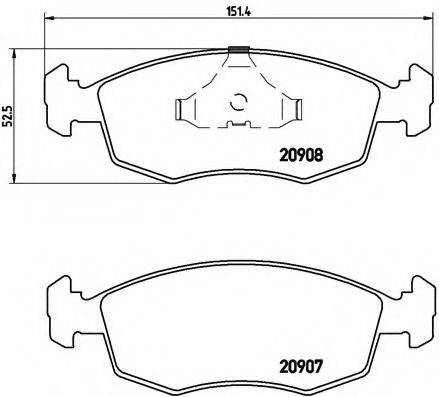 Комплект гальмівних колодок, дискове гальмо BREMBO P 24 019