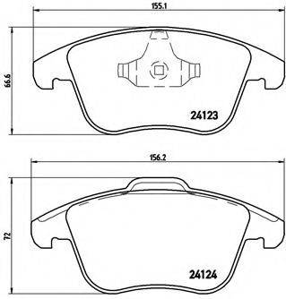 Комплект гальмівних колодок, дискове гальмо BREMBO P 24 076