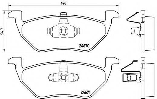 Комплект гальмівних колодок, дискове гальмо BREMBO P 24 085