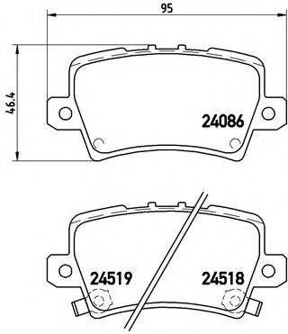 Комплект гальмівних колодок, дискове гальмо BREMBO P 28 038