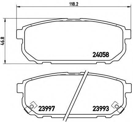 Комплект гальмівних колодок, дискове гальмо BREMBO P 30 023