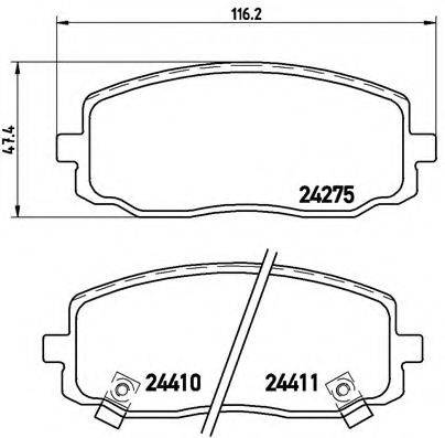 Комплект гальмівних колодок, дискове гальмо BREMBO P 30 032