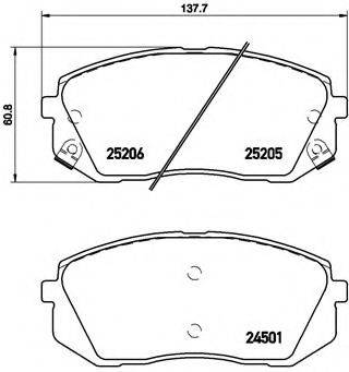 Комплект гальмівних колодок, дискове гальмо BREMBO P 30 056