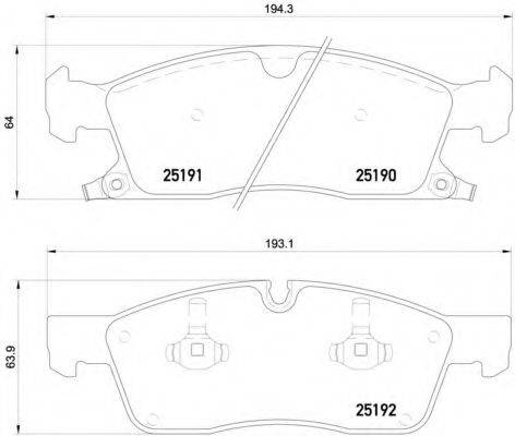 Комплект гальмівних колодок, дискове гальмо BREMBO P 37 017