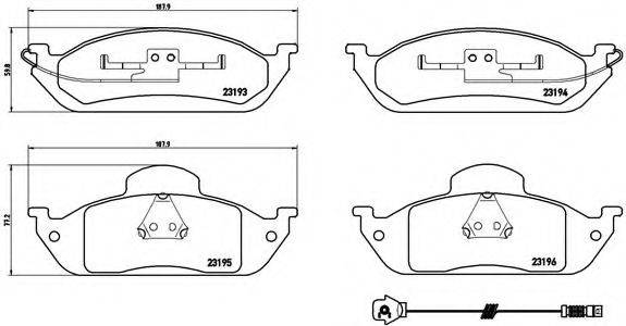 Комплект гальмівних колодок, дискове гальмо BREMBO P 50 039