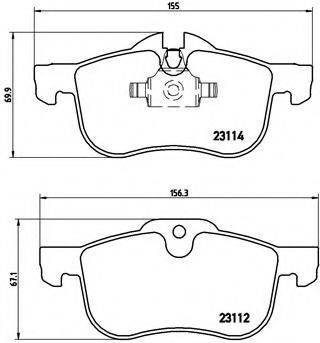 Комплект гальмівних колодок, дискове гальмо BREMBO P 52 017