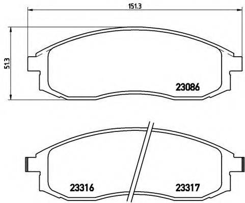 Комплект гальмівних колодок, дискове гальмо BREMBO P 54 032