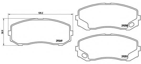 Комплект гальмівних колодок, дискове гальмо BREMBO P 54 043