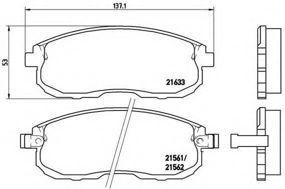 Комплект гальмівних колодок, дискове гальмо BREMBO P 56 021