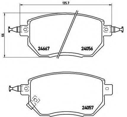 Комплект гальмівних колодок, дискове гальмо BREMBO P 56 051