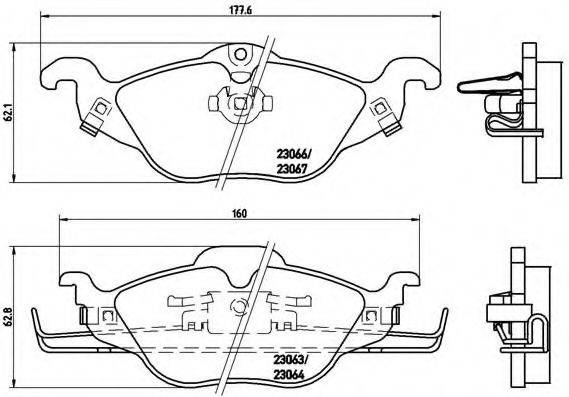 Комплект гальмівних колодок, дискове гальмо BREMBO P 59 030