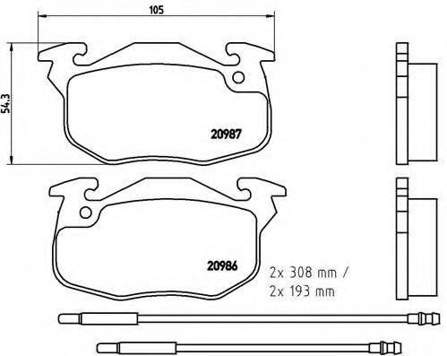 Комплект гальмівних колодок, дискове гальмо BREMBO P 61 044