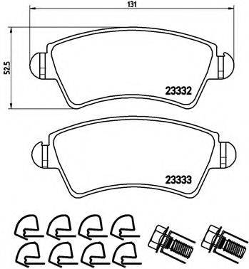 Комплект гальмівних колодок, дискове гальмо BREMBO P 61 067