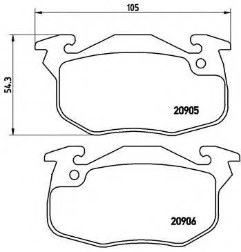 Комплект гальмівних колодок, дискове гальмо BREMBO P 61 097