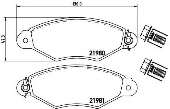 Комплект гальмівних колодок, дискове гальмо BREMBO P 61 098