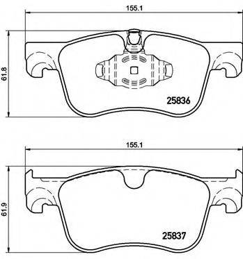 Комплект гальмівних колодок, дискове гальмо BREMBO P 61 116