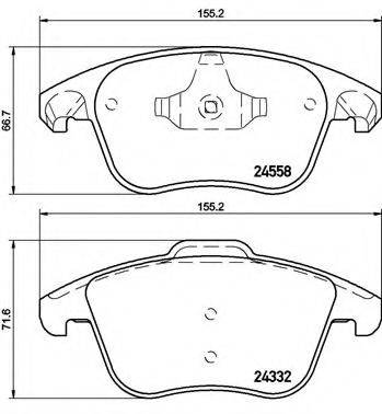 Комплект гальмівних колодок, дискове гальмо BREMBO P 61 117