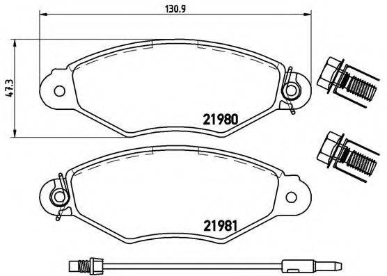 Комплект гальмівних колодок, дискове гальмо BREMBO P 68 042