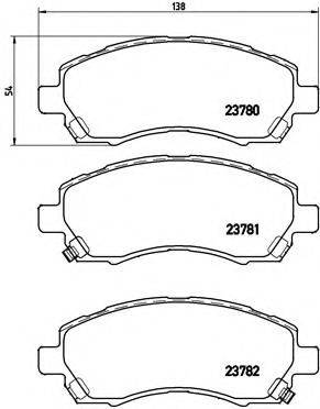 Комплект гальмівних колодок, дискове гальмо BREMBO P 78 009