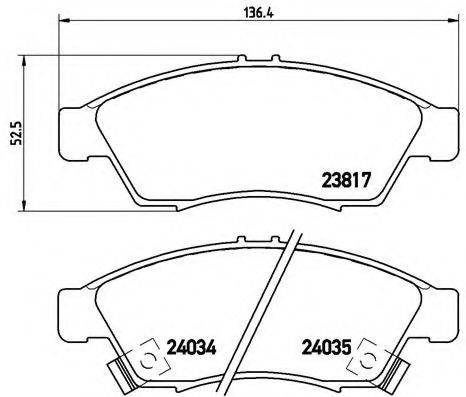 Комплект гальмівних колодок, дискове гальмо BREMBO P 79 014