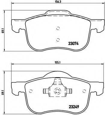 Комплект гальмівних колодок, дискове гальмо BREMBO P 86 020