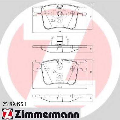 Комплект гальмівних колодок, дискове гальмо ZIMMERMANN 25199.195.1