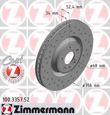 гальмівний диск ZIMMERMANN 100.3357.52