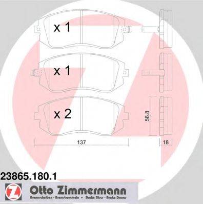 Комплект гальмівних колодок, дискове гальмо ZIMMERMANN 23865.180.1