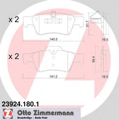 Комплект гальмівних колодок, дискове гальмо ZIMMERMANN 23924.180.1