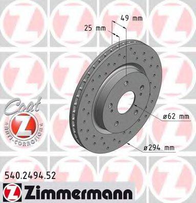 гальмівний диск ZIMMERMANN 540.2494.52