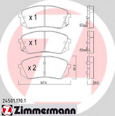 Комплект гальмівних колодок, дискове гальмо ZIMMERMANN 24501.170.1