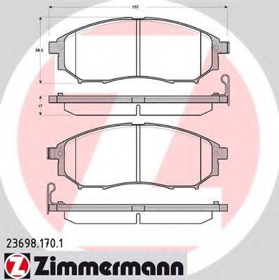 Комплект гальмівних колодок, дискове гальмо ZIMMERMANN 23698.170.1